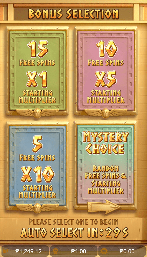 Bonus Selection at Book of Mystery slot