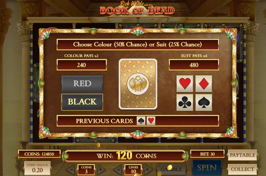 Rich Wilde and the book of the dead win coins