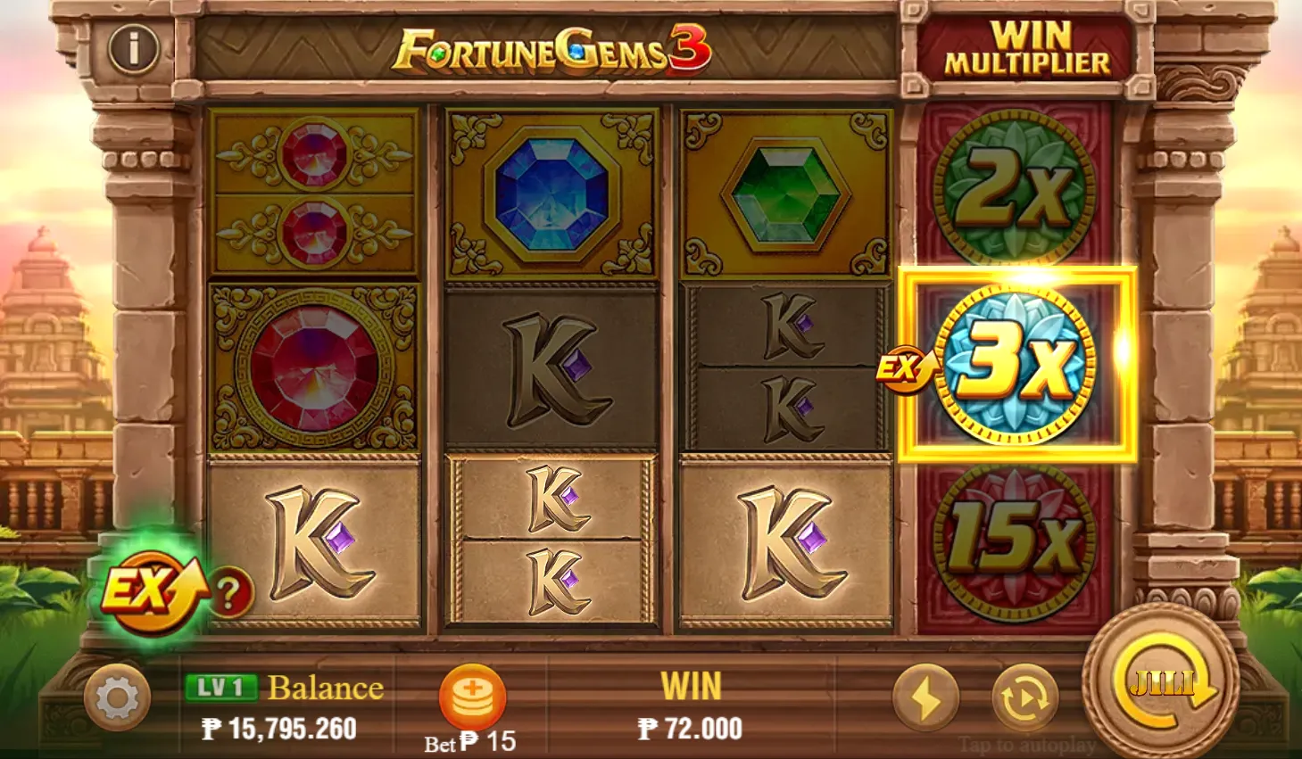 winning payline in Fortune Gems 3